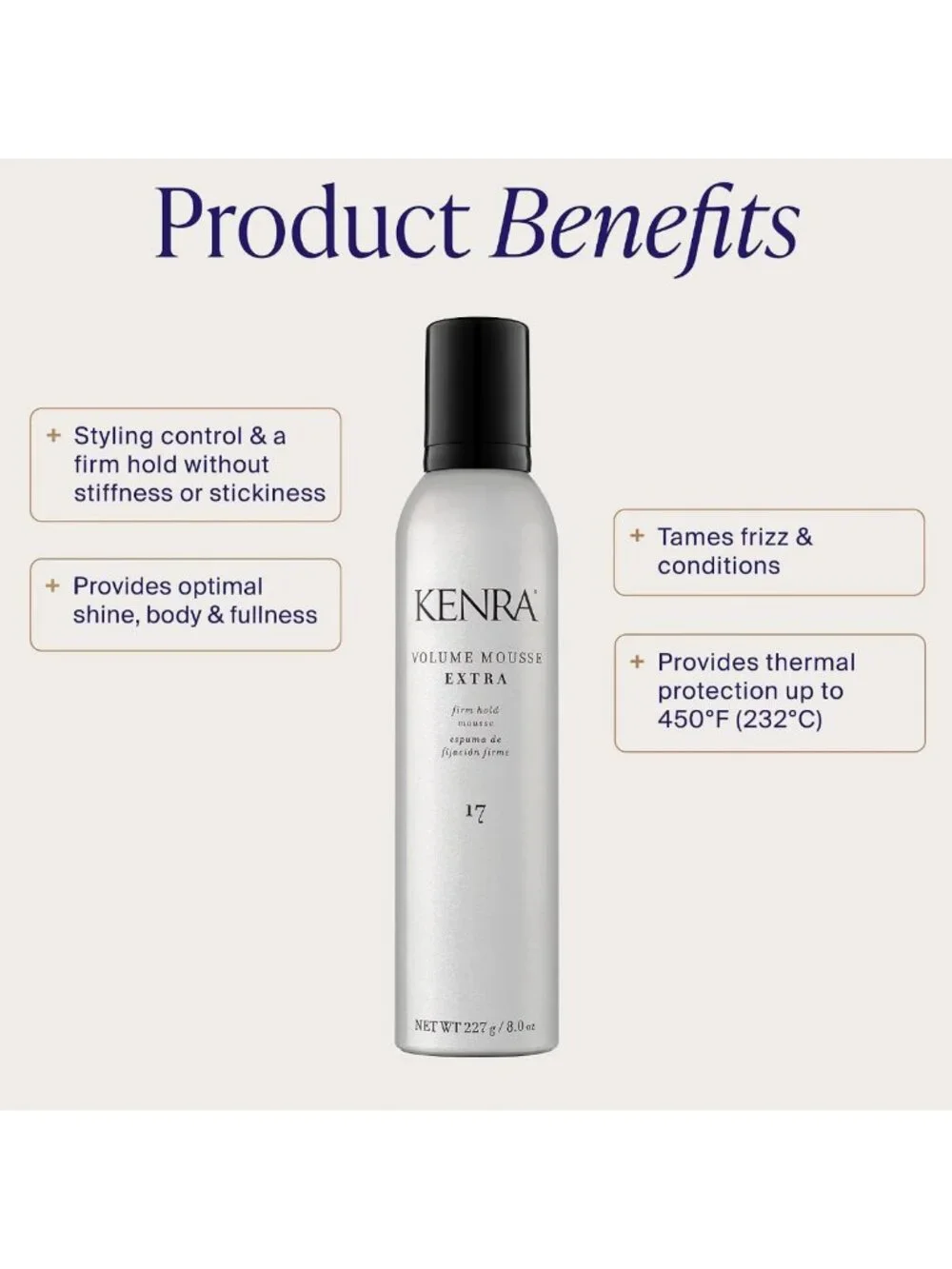 Extra Firm Hold Volume Mousse | Lightweight, Non-Drying Formula | Tames Frizz